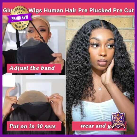 20 Inch Human Hair Deep Wave Lace Front Wig Glueless Wear and Go main image 6